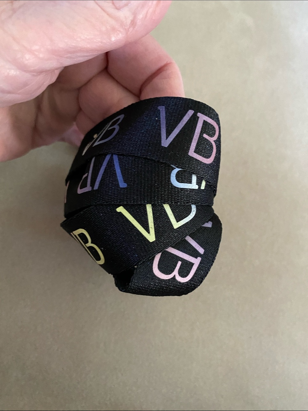 Vera Bradley Black Lanyard Strap with Pastel VB Letters. NWT
